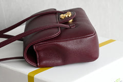 Chanl Preppy Coco Bowling Bag - Burgundy & Gold Hardware