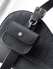 Diour Saddle Bag - Navy Blue Oblique Jacquard