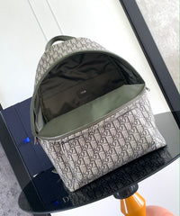 Diour Saddle Backpack with Flap - Olive Green Oblique Jacquard