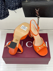 Guci Horsebit Platform Sandal - Orange