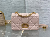Small Soft Diour Caro Bag - Powder Pink Macrocannage Lambskin