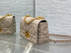 Small Soft Diour Caro Bag - Beige Macrocannage Lambskin