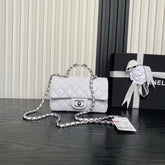 Chanl Coco Handle Bag - White & Silver Hardware