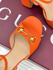 Guci Horsebit Platform Sandal - Orange