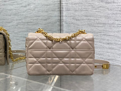 Small Soft Diour Caro Bag - Beige Macrocannage Lambskin
