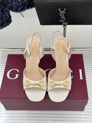 Guci Horsebit Platform Sandal - White