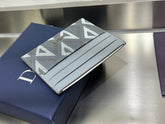 Diour CD Diamond Card Holder - Grey Coated Canvas & Calfskin