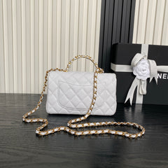 Chanl Coco Handle Bag - White & Gold Hardware