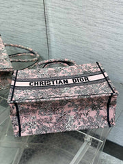 Diour Book Tote "Pink Herbarium" - Pink Embroidery