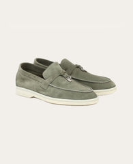 Loro Piana Summer Walk Army Green Loafers