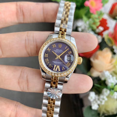 Rolx Lady-Datejust 28 – Aubergine Diamond Dial & Diamond Bezel