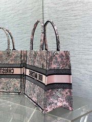 Diour Book Tote "Pink Herbarium" - Pink Embroidery