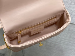 Small Soft Diour Caro Bag - Powder Pink Macrocannage Lambskin
