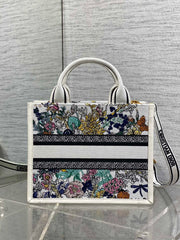 Diour Small Vertical Book Tote - Multicolor Floral Embroidery