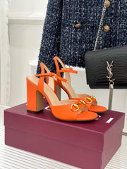 Guci Horsebit Platform Sandal - Orange