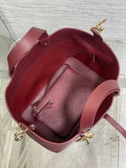 Diour Toujours Bag - Burgundy Flat Macrocannage Calfskin