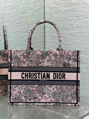 Diour Book Tote "Pink Herbarium" - Pink Embroidery