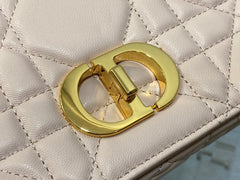 Small Soft Diour Caro Bag - Powder Pink Macrocannage Lambskin