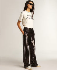 Golden Goose Women's Super-Star with silver star and brown glitter heel tab