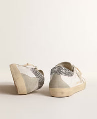 Golden Goose Women's Super-Star with gold glitter star and ice-gray suede inserts