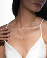 Messika Move Uno 2 Rows Rose Gold Necklace