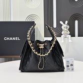 Chanl 26C Mini Drawstring Bag - Black Quilted Lambskin
