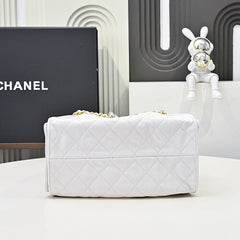 Chanl 26C Mini Drawstring Bag - Optical White Quilted Lambskin
