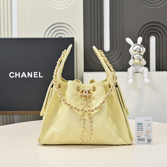 Chanl 26C Mini Drawstring Bag - Yellow Quilted Lambskin