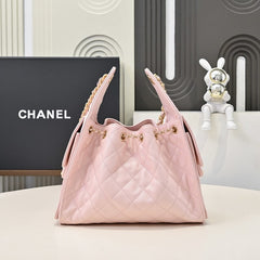 Chanl 26C Mini Drawstring Bag - Light Pink Quilted Lambskin