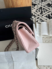 Chanl Classic Double Flap Bag - Pink & Silver Hardware