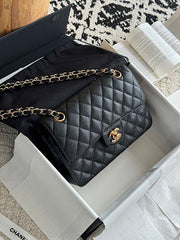 Chanl Classic Double Flap Bag - Black & Gold Hardware