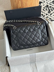 Chanl Classic Double Flap Bag - Black & Silver Hardware