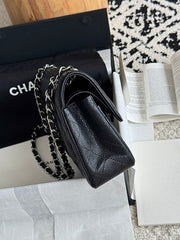 Chanl Classic Double Flap Bag - Black & Silver Hardware