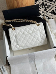 Chanl Classic Double Flap Bag - white & Gold Hardware