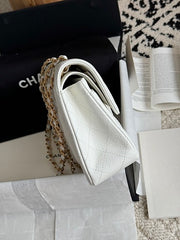 Chanl Classic Double Flap Bag - white & Gold Hardware