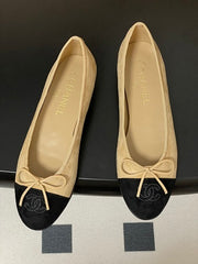 Chanl Classic Ballerina Flats - Beige & Black