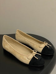 Chanl Classic Ballerina Flats - Beige & Black