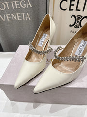 Jmmy Cho Bing 100 Crystal-Embellished Mules - White