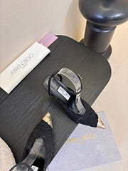 Jmmy Cho Faiz Lace Pumps with Metal Lace Detail - Black