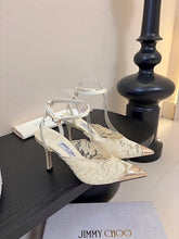 Jmmy Cho Faiz Lace Pumps with Metal Lace Detail - White