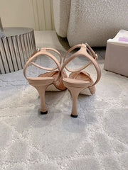 Jmmy Cho Faiz Lace Pumps with Metal Lace Detail - Dusty Rose