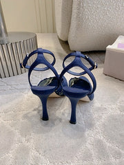 Jmmy Cho Faiz Lace Pumps with Metal Lace Detail - Dark Blue