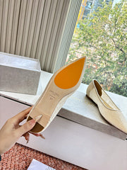 Jmmy Cho Lace & Leather Ballet Flats - White