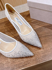 Jmmy Cho Love 100 crystal-embellished pumps - White