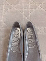 Jmmy Cho Elme Embellished Leather Ballet Flats - Silver