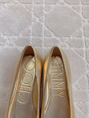 Jmmy Cho Elme Embellished Leather Ballet Flats - Gold