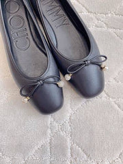 Jmmy Cho Elme Embellished Leather Ballet Flats - Black