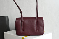 Chanl Preppy Coco Bowling Bag - Burgundy & Gold Hardware