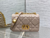 Small Soft Diour Caro Bag - Beige Macrocannage Lambskin