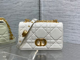 Small Soft Diour Caro Bag - White Macrocannage Lambskin